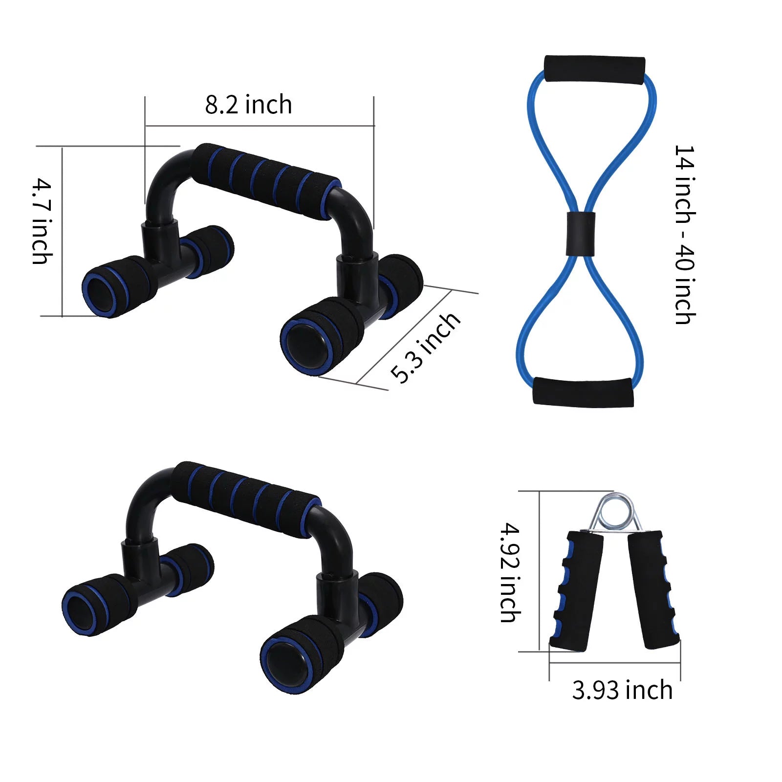 Professional title: "7-In-1 Ab Roller Wheel Kit for Home Gym with Push-Up Bar, Knee Mat, Jump Rope, Hand Gripper - Blue"